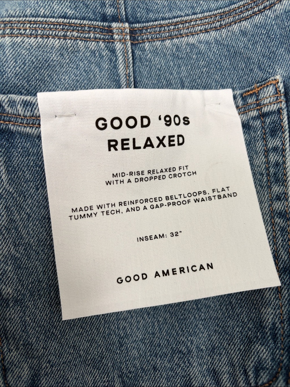 Good American 90s Relaxed Medium Blue Distressed Jeans - Picture 4 of 6